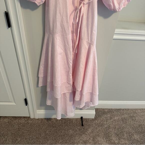 NWT GANNI Pink White Floral Poplin Wrap Maxi Dress 36 Small - Picture 13 of 14